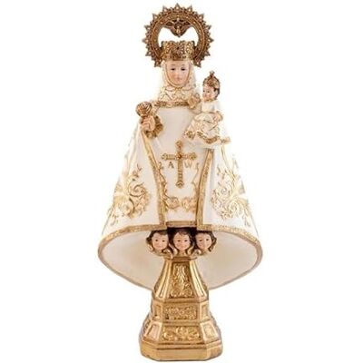 DRW Virgin Figur von Covadonga, Creme, aus Kunstharz, handbemalt, 30 cm DRW Virgin Figur von Covadonga, Creme, aus Kunstharz, handbemalt, 30 cm