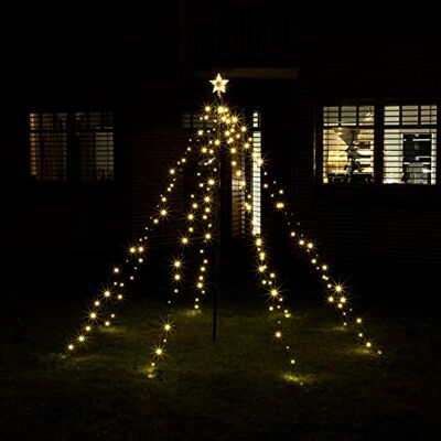 Spetebo Beleuchtete LED Lichterpyramide mit Timer Funktion 1,5 m Höhe / 200 LED in warmweiß Deko Baum Tannenbaum Außen LED Weihnachtsbaum Spetebo Beleuchtete LED Lichterpyramide mit Timer Funktion 1,5 m Höhe / 200 LED in warmweiß Deko Baum Tannenbaum Außen LED Weihnachtsbaum