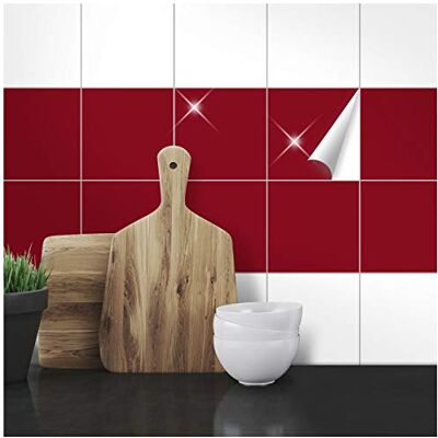 WANDKINGS Fliesenaufkleber Wähle eine Farbe & Größe Weinrot Glänzend 15,1 x 15,1 cm 20 Stück für Fliesen in Küche, Bad & mehr WANDKINGS Fliesenaufkleber Wähle eine Farbe & Größe Weinrot Glänzend 15,1 x 15,1 cm 20 Stück für Fliesen in Küche, Bad & mehr