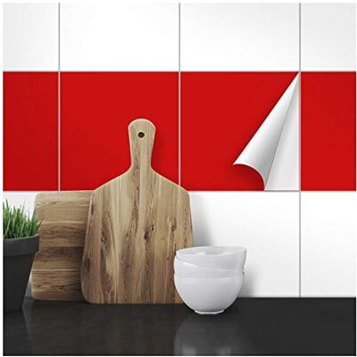 WANDKINGS Fliesenaufkleber 19,5 x 19,5 cm, 20 Stück ROT SEIDENMATT WANDKINGS Fliesenaufkleber 19,5 x 19,5 cm, 20 Stück ROT SEIDENMATT