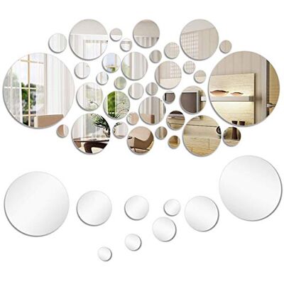 mengger Wandspiegel, selbstklebend, rund, Blätter, flexibel, dekorativ, Dekoration, Badezimmer, 56 Stück mengger Wandspiegel, selbstklebend, rund, Blätter, flexibel, dekorativ, Dekoration, Badezimmer, 56 Stück
