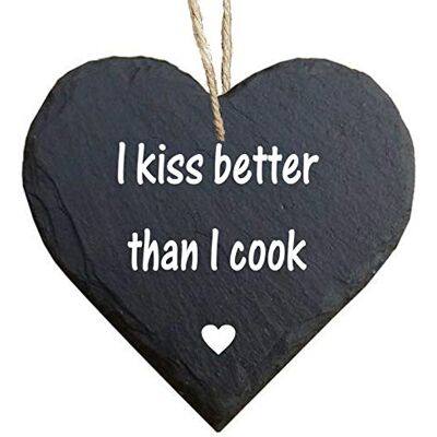Homeyourself Herz Schieferherz Schiefer Schieferschild 10 x 10 cm I kiss Better Than I Cook schwarz Dekoschild Wandschild Schild Stein Geschenk Homeyourself Herz Schieferherz Schiefer Schieferschild 10 x 10 cm I kiss Better Than I Cook schwarz Dekoschild Wandschild Schild Stein Geschenk