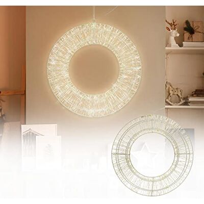 ECD Germany LED Metall Kranz Ø50cm mit 1440 LEDs, Warmweiß, Hängekranz mit Timer, IP44 Wasserdicht, Innen/Außen, Strombetrieben, LED Metallkranz Weihnachtskranz Lichterkranz Türkranz Weihnachten Deko ECD Germany LED Metall Kranz Ø50cm mit 1440 LEDs, Warmweiß, Hängekranz mit Timer, IP44 Wasserdicht, Innen/Außen, Strombetrieben, LED Metallkranz Weihnachtskranz Lichterkranz Türkranz Weihnachten Deko