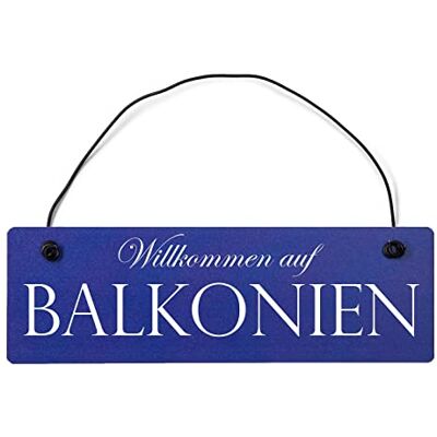 Homeyourself Willkommen auf Balkonien Dekoschild Türschild hellblau mit Draht Homeyourself Willkommen auf Balkonien Dekoschild Türschild hellblau mit Draht