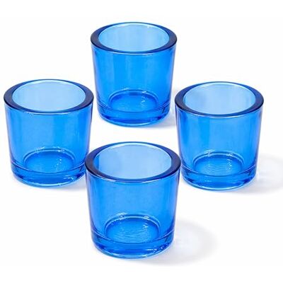 Creativery Teelichtgläser 6,5 x 6 cm aus dickwandigem Glas 4er Set runde Teelichthalter für Teelichter bis 38 mm Kerzengläser für kleine Kerzen & Votivkerzen bis Ø 4 cm Windlichter Blau Creativery Teelichtgläser 6,5 x 6 cm aus dickwandigem Glas 4er Set runde Teelichthalter für Teelichter bis 38 mm Kerzengläser für kleine Kerzen & Votivkerzen bis Ø 4 cm Windlichter Blau