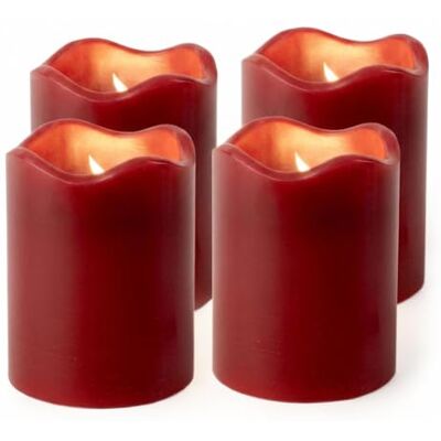 Spetebo LED Kerze 4er Set rot mit Timer batteriebetrieben 9 x 7 cm Künstliche Wachs Stumpenkerze warmweiß mit Flacker Effekt für Innen Laterne Hochzeit Weihnachten Advent Deko Beleuchtung Spetebo LED Kerze 4er Set rot mit Timer batteriebetrieben 9 x 7 cm Künstliche Wachs Stumpenkerze warmweiß mit Flacker Effekt für Innen Laterne Hochzeit Weihnachten Advent Deko Beleuchtung