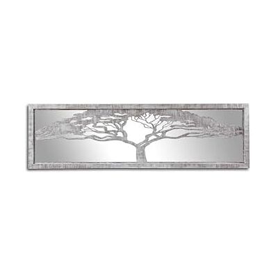 DRW Bild des Baums des Lebens aus versilbertem Holz mit Spiegel, 144 x 5 x 42 x 3 cm DRW Bild des Baums des Lebens aus versilbertem Holz mit Spiegel, 144 x 5 x 42 x 3 cm