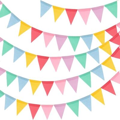G2PLUS 12m Wimpelkette Outdoor Pastell: 48pcs Wimpel Girlande Wetterfest, Garten Deko Girlande Bunt für Fasching, Hochzeit Geburtstag Party Festival Dekoration G2PLUS 12m Wimpelkette Outdoor Pastell: 48pcs Wimpel Girlande Wetterfest, Garten Deko Girlande Bunt für Fasching, Hochzeit Geburtstag Party Festival Dekoration