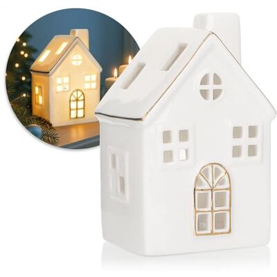 com-four ® LED-Haus aus Porzellan, batteriebetriebenes Leuchthaus weißes glänzendes Deko-Lichthäuschen für Winter und Weihnachtsdekoration com-four ® LED-Haus aus Porzellan, batteriebetriebenes Leuchthaus weißes glänzendes Deko-Lichthäuschen für Winter und Weihnachtsdekoration