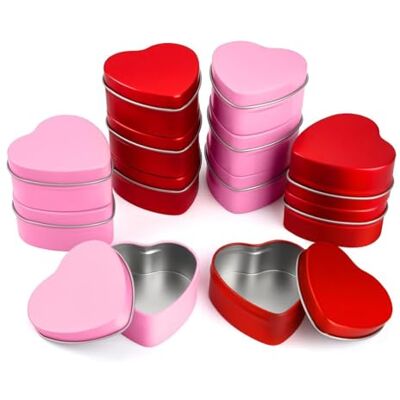 Agmoctz 12er-Pack 2 Unzen Herzdosen mit Deckel zum Valentinstag, Großpackung Herzkerzengläser, Valentinstags-Kerzenbehälter, Zur Kerzenherstellung Agmoctz 12er-Pack 2 Unzen Herzdosen mit Deckel zum Valentinstag, Großpackung Herzkerzengläser, Valentinstags-Kerzenbehälter, Zur Kerzenherstellung