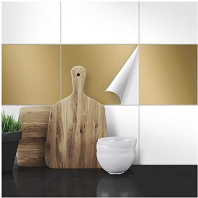 WANDKINGS Fliesenaufkleber 20 x 25 cm, 20 Stück Gold SEIDENMATT WANDKINGS Fliesenaufkleber 20 x 25 cm, 20 Stück Gold SEIDENMATT