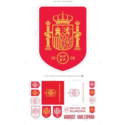 fan decor Lizenziertes Decor RFEF Vinyl-Wandaufkleber – Club-Wappen-Aufkleber-Set, 50 x 30 cm, Gemischt fan decor Lizenziertes Decor RFEF Vinyl-Wandaufkleber – Club-Wappen-Aufkleber-Set, 50 x 30 cm, Gemischt