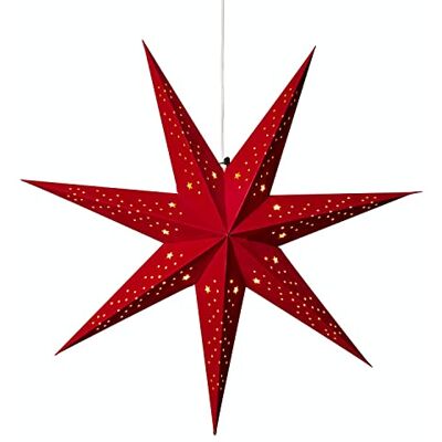 Konstsmide 7 Point Hanging Paper Star : Velvet Finish : Plug-in : 78cm : Red with Gold Inside : 5951-550EE Konstsmide 7 Point Hanging Paper Star : Velvet Finish : Plug-in : 78cm : Red with Gold Inside : 5951-550EE