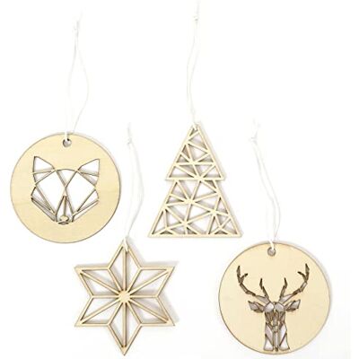Papierdrachen Weihnachtsbaumschmuck aus Holz 12 geometrische Anhänger, Natur 4 Designs stilvolle Weihnachtsdekoration 2026 für Baum & Geschenke Papierdrachen Weihnachtsbaumschmuck aus Holz 12 geometrische Anhänger, Natur 4 Designs stilvolle Weihnachtsdekoration 2026 für Baum & Geschenke