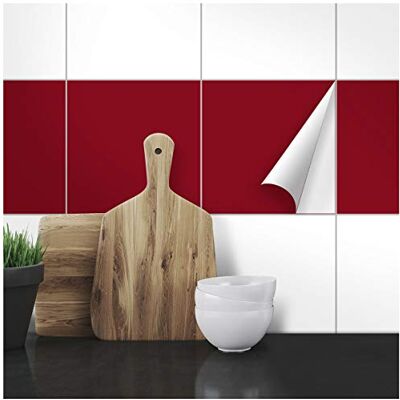 WANDKINGS Fliesenaufkleber 19,5 x 19,5 cm, 20 Stück WEINROT SEIDENMATT WANDKINGS Fliesenaufkleber 19,5 x 19,5 cm, 20 Stück WEINROT SEIDENMATT