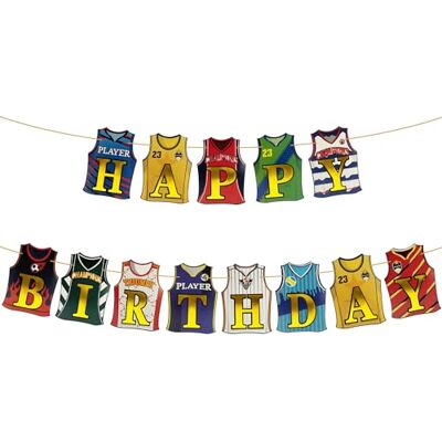 Unique ® Happy Birthday Girlande Wimpel in Trikot Form mit goldenen Buchstaben Party Banner für Kinder Geburtstag Dekoration Unique ® Happy Birthday Girlande Wimpel in Trikot Form mit goldenen Buchstaben Party Banner für Kinder Geburtstag Dekoration