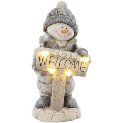 HOMCOM Weihnachtsdeko Schneemann-Figur 46 cm, beleuchtete Weihnachtsstatue aus MGO mit Welcome-Schild, warmweißen LEDs und 24-Stunden-Timer, für Eingangsbereiche, Türen und überdachte Veranden HOMCOM Weihnachtsdeko Schneemann-Figur 46 cm, beleuchtete Weihnachtsstatue aus MGO mit Welcome-Schild, warmweißen LEDs und 24-Stunden-Timer, für Eingangsbereiche, Türen und überdachte Veranden