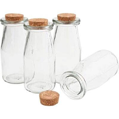 VBS Glasflasche mit Korken 4er Set aus Glas 150ml 5.8cm Durchmesser VBS Glasflasche mit Korken 4er Set aus Glas 150ml 5.8cm Durchmesser