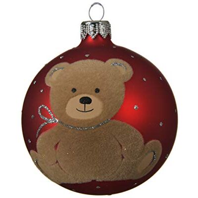 Decoris Sfera Vetro D8cm Rossa Con Orsetto Marrone Decoris Sfera Vetro D8cm Rossa Con Orsetto Marrone