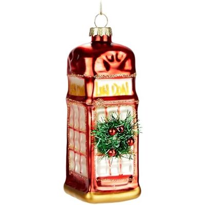 BRUBAKER Telefonzelle UK Handbemalte Weihnachtskugel aus Glas 13 cm Baumkugel England Weihnachtsdekoration Mundgeblasener Christbaumschmuck Figur Lustig Deko Anhänger BRUBAKER Telefonzelle UK Handbemalte Weihnachtskugel aus Glas 13 cm Baumkugel England Weihnachtsdekoration Mundgeblasener Christbaumschmuck Figur Lustig Deko Anhänger