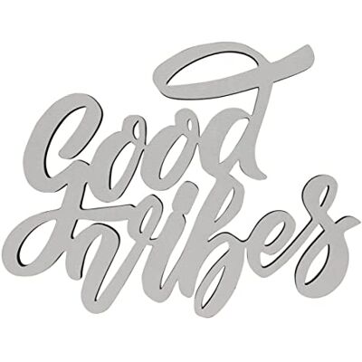 Melis Deko-Schriftzug Good Vibes – Zuhause Schild aus Holz in weiß – 20cm Melis Deko-Schriftzug Good Vibes – Zuhause Schild aus Holz in weiß – 20cm