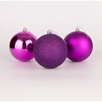 SHATCHI 10 cm/3 Stück Weihnachtskugeln, bruchsicher, lila, Weihnachtsbaumschmuck, Kugel, Ornamente, Kugeln, Weihnachtsdekoration, Urlaubsdekoration, glänzend, matt, glitzernd SHATCHI 10 cm/3 Stück Weihnachtskugeln, bruchsicher, lila, Weihnachtsbaumschmuck, Kugel, Ornamente, Kugeln, Weihnachtsdekoration, Urlaubsdekoration, glänzend, matt, glitzernd