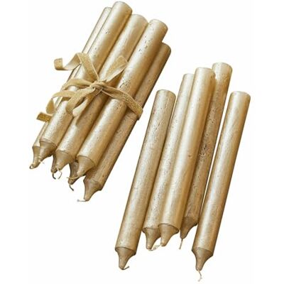 Loberon Kerze 12er Set Bauceau, Gold Rustikales Finish von Hand Veredelt Durchgefärbt & Geruchsneutral Stabkerzen Paraffinwachs Loberon Kerze 12er Set Bauceau, Gold Rustikales Finish von Hand Veredelt Durchgefärbt & Geruchsneutral Stabkerzen Paraffinwachs