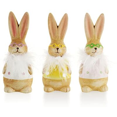 com-four ® 3X Deko Aufsteller für Ostern, Bunte Osterhasen mit Brille Osterdeko zum Hinstellen Osterdekoration aus Keramik com-four ® 3X Deko Aufsteller für Ostern, Bunte Osterhasen mit Brille Osterdeko zum Hinstellen Osterdekoration aus Keramik