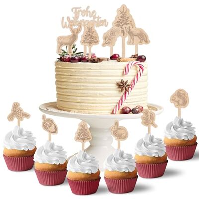 Papierdrachen Cake Topper Cozy Winter Kuchendekoration Kuchen Topper 18-teilig Decor Pics für den Weihnachtskuchen festliche Weihnachtsdekoration Set 01 Papierdrachen Cake Topper Cozy Winter Kuchendekoration Kuchen Topper 18-teilig Decor Pics für den Weihnachtskuchen festliche Weihnachtsdekoration Set 01
