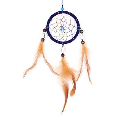 DonDon Traumfänger für Gute Träume mit Perlen und echten Federn blau Ø 9 cm DonDon Traumfänger für Gute Träume mit Perlen und echten Federn blau Ø 9 cm