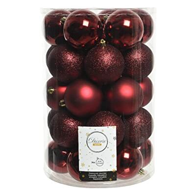 Kaemingk DomoDomo Christbaumkugeln aus Kunststoff, Bordeaux, Ø 8 cm, 34er Set Weihnachtskugeln – Christbaumschmuck für Tannenbaum, Adventskranz und Gestecke – Weihnachtsdeko Kaemingk DomoDomo Christbaumkugeln aus Kunststoff, Bordeaux, Ø 8 cm, 34er Set Weihnachtskugeln – Christbaumschmuck für Tannenbaum, Adventskranz und Gestecke – Weihnachtsdeko
