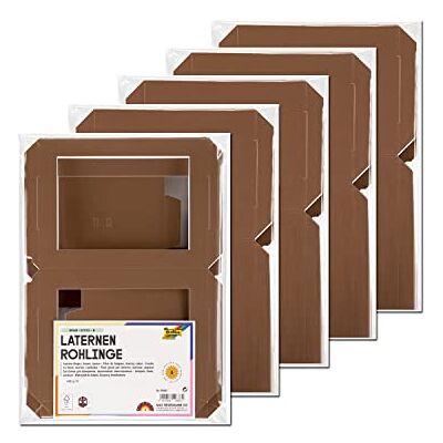 PARTY DISCOUNT NEU Laternen Rohlinge zum Stecken, 400g/m², Eckig: 13,5x13,5x18cm, 5 Stück, Braun PARTY DISCOUNT NEU Laternen Rohlinge zum Stecken, 400g/m², Eckig: 13,5x13,5x18cm, 5 Stück, Braun