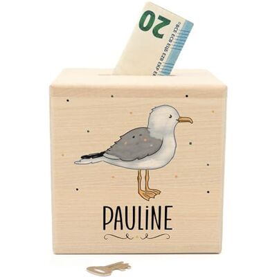 Muckelmeister Spardose Kinder Personalisiert mit Namen aus Holz Möwe 10x10x10cm, Spardose mit Schloss und Schlüssel, Nikolaus Geschenk Kinder Weihnachten, originelle Geschenke zur Geburt Muckelmeister Spardose Kinder Personalisiert mit Namen aus Holz Möwe 10x10x10cm, Spardose mit Schloss und Schlüssel, Nikolaus Geschenk Kinder Weihnachten, originelle Geschenke zur Geburt