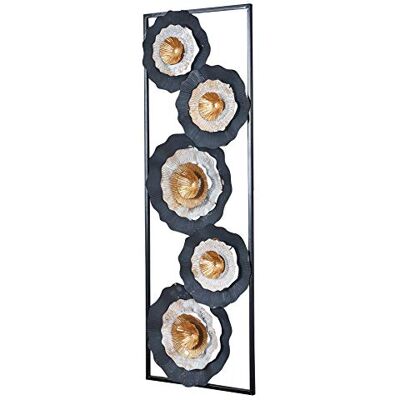 levandeo 3D Wandbild 31x90cm Blume Metall Schwarz Gold Deko Teller Ringe Wandkunst Design Metallbild Wanddeko levandeo 3D Wandbild 31x90cm Blume Metall Schwarz Gold Deko Teller Ringe Wandkunst Design Metallbild Wanddeko