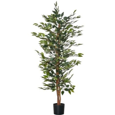 HOMCOM Künstlicher Ficus-Baum groß 150 cm Kunstbaum Kunstpflanze im Topf Plastik Künstliche Pflanzen, Fake Plant wie echt, für Wohnzimmer Schlafzimmer Büro Garten, Moderne Dekoration Geschenk HOMCOM Künstlicher Ficus-Baum groß 150 cm Kunstbaum Kunstpflanze im Topf Plastik Künstliche Pflanzen, Fake Plant wie echt, für Wohnzimmer Schlafzimmer Büro Garten, Moderne Dekoration Geschenk
