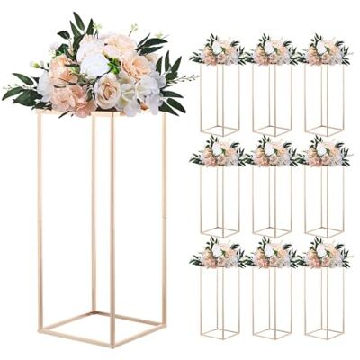 VEVOR Hochzeitsblumenständer 250x250x600mm, 10 STK. Blumenhocker, Blumenständer mit Metallablage, Rechteckiger Pflanzenhocker für Hochzeiten, Partys, Geburtstage, Tischdekorationsständer, Roségold VEVOR Hochzeitsblumenständer 250x250x600mm, 10 STK. Blumenhocker, Blumenständer mit Metallablage, Rechteckiger Pflanzenhocker für Hochzeiten, Partys, Geburtstage, Tischdekorationsständer, Roségold