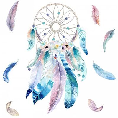 nikima Schönes für Kinder 228 Wandtattoo Traumfänger blau mit Federn Pastell Aquarell Größe 750 x 420 mm in 6 Größen Kinderzimmer Sticker Wandaufkleber Wandsticker Wanddeko Wandbild nikima Schönes für Kinder 228 Wandtattoo Traumfänger blau mit Federn Pastell Aquarell Größe 750 x 420 mm in 6 Größen Kinderzimmer Sticker Wandaufkleber Wandsticker Wanddeko Wandbild