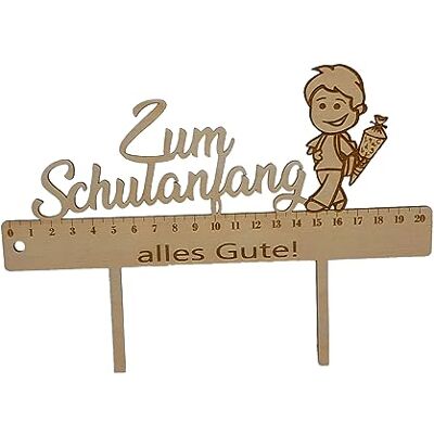 Melis Einschulung Cake-Topper – Zum Schulanfang alles Gute – Junge Mädchen 20cm – Tortenstecker aus Holz Melis Einschulung Cake-Topper – Zum Schulanfang alles Gute – Junge Mädchen 20cm – Tortenstecker aus Holz