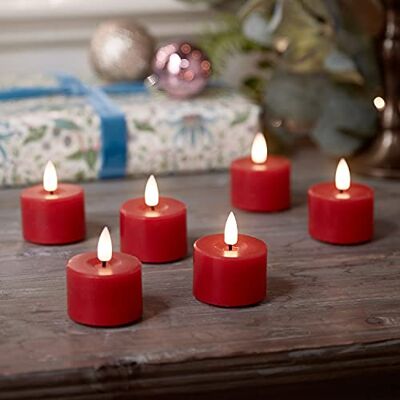 Lights4fun TruGlow® 12er-Set Teelichter-Kerzen warmweiße LEDs mit Timerfunktion Batteriebetrieben Weihnachten Advent Christfest Echtwachs flackernde Flamme Klein Höhe 3 cm Rot Lights4fun TruGlow® 12er-Set Teelichter-Kerzen warmweiße LEDs mit Timerfunktion Batteriebetrieben Weihnachten Advent Christfest Echtwachs flackernde Flamme Klein Höhe 3 cm Rot
