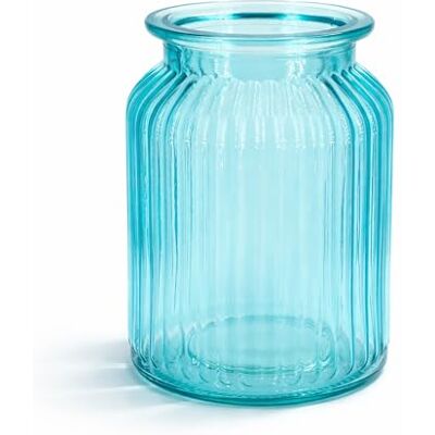 Creativery Windlicht Glas 11x14,5cm Windlichtglas Teelichthalter Teelichtgläser kleine Vase gerillt türkis Creativery Windlicht Glas 11x14,5cm Windlichtglas Teelichthalter Teelichtgläser kleine Vase gerillt türkis