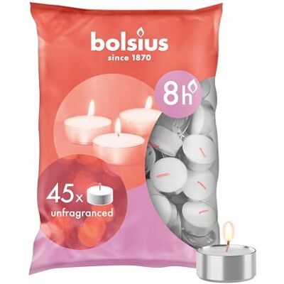 Bolsius - Teelichter - Weiß - 45 Stück - 8h Bolsius - Teelichter - Weiß - 45 Stück - 8h