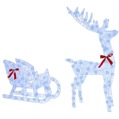 vidaXL Rentier Zieh Schlitten Blau 70 x 26 x 128,5 cm Acryl, Moderne, robuste Weihnachtsdeko, LED Rentierfigur, drinnen, draußen, festliches Lichtspiel aus Acryl vidaXL Rentier Zieh Schlitten Blau 70 x 26 x 128,5 cm Acryl, Moderne, robuste Weihnachtsdeko, LED Rentierfigur, drinnen, draußen, festliches Lichtspiel aus Acryl