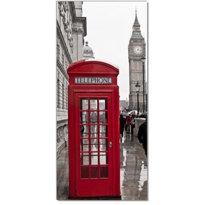 Wallario Selbstklebende Türtapete Rote Telefonzelle in London England mit Big Ben Türposter 93 x 205 cm Abwischbar, rückstandsfrei zu entfernen Wallario Selbstklebende Türtapete Rote Telefonzelle in London England mit Big Ben Türposter 93 x 205 cm Abwischbar, rückstandsfrei zu entfernen