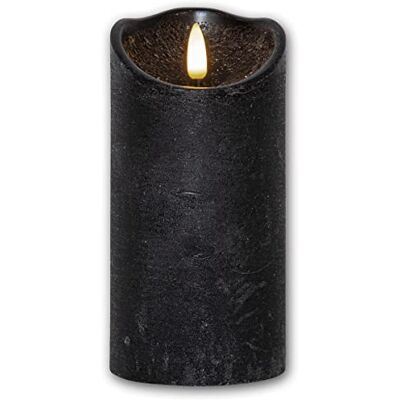 Star Trading LED Echtwachskerze 3D Flamme Rustic, Schwarz, Stumpenkerze mit Timer & Flackereffekt, Batteriebetrieben, Hohe 15 cm, Durchmesser 7,5 cm Star Trading LED Echtwachskerze 3D Flamme Rustic, Schwarz, Stumpenkerze mit Timer & Flackereffekt, Batteriebetrieben, Hohe 15 cm, Durchmesser 7,5 cm
