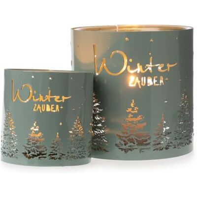itsisa Windlicht Winterzauber mit Kerzenglas, mattgrün (2er Set) H:11/16 cm aus Metall Tischdeko Advent Weihnachten, Adventsdeko, Weihnachtsdeko, Winterdeko,Teelichthalter itsisa Windlicht Winterzauber mit Kerzenglas, mattgrün (2er Set) H:11/16 cm aus Metall Tischdeko Advent Weihnachten, Adventsdeko, Weihnachtsdeko, Winterdeko,Teelichthalter
