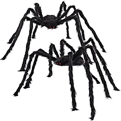 JOYIN 2 Stück Halloween Riesenspinne Deko (150 cm), Große Schwarze Plüsch Spinne mit Roten Augen und Biegsamen Beinen, Grusel Plüschspinne Outdoor Indoor für Garten, Party, Fassade & Haus JOYIN 2 Stück Halloween Riesenspinne Deko (150 cm), Große Schwarze Plüsch Spinne mit Roten Augen und Biegsamen Beinen, Grusel Plüschspinne Outdoor Indoor für Garten, Party, Fassade & Haus