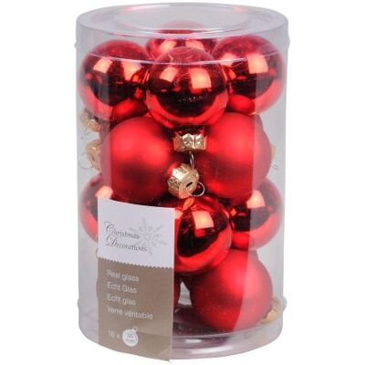 Kaemingk Christmas Decorations Set mit 16 Mini-Weihnachtskugeln, rot, Größe D, 3,5 cm Kaemingk Christmas Decorations Set mit 16 Mini-Weihnachtskugeln, rot, Größe D, 3,5 cm