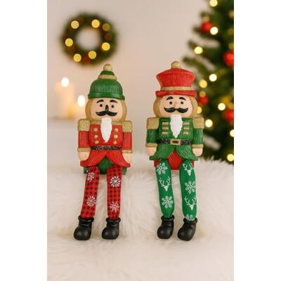 Flair Flower Weihnachtsfigur Kantenhocker Nussknacker 2er Set 21cm Dekofigur Statue Deko Männchen Weihnachtsmännchen Figuren aus Terrakotta, rot/grün mit Glitter – Klassische Weihnachtsdekoration Flair Flower Weihnachtsfigur Kantenhocker Nussknacker 2er Set 21cm Dekofigur Statue Deko Männchen Weihnachtsmännchen Figuren aus Terrakotta, rot/grün mit Glitter – Klassische Weihnachtsdekoration