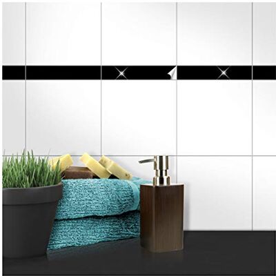 WANDKINGS Fliesenaufkleber 5 x 20 cm, 50 Stück SCHWARZ GLÄNZEND WANDKINGS Fliesenaufkleber 5 x 20 cm, 50 Stück SCHWARZ GLÄNZEND
