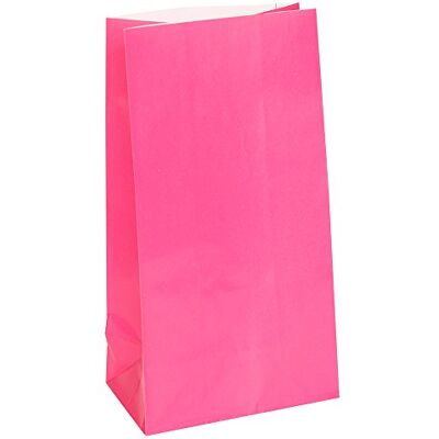 Unique Partytaschen aus Papier Dunkelrosa 12er-Pack Unique Partytaschen aus Papier Dunkelrosa 12er-Pack